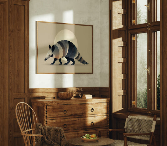 Moonlit Armadillo Carries Desert Patterns
