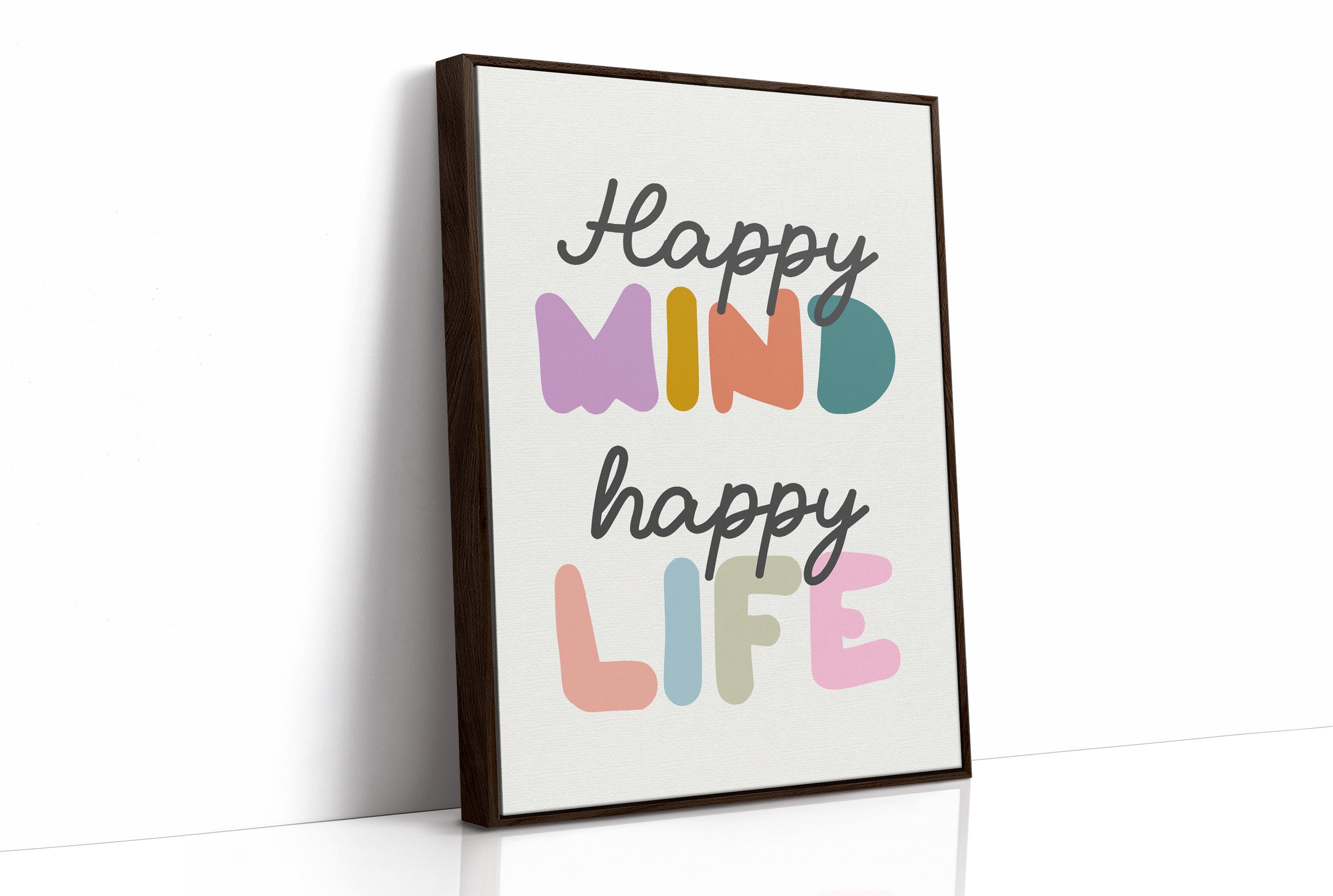 Happy Mind Happy Life Colorful Typography