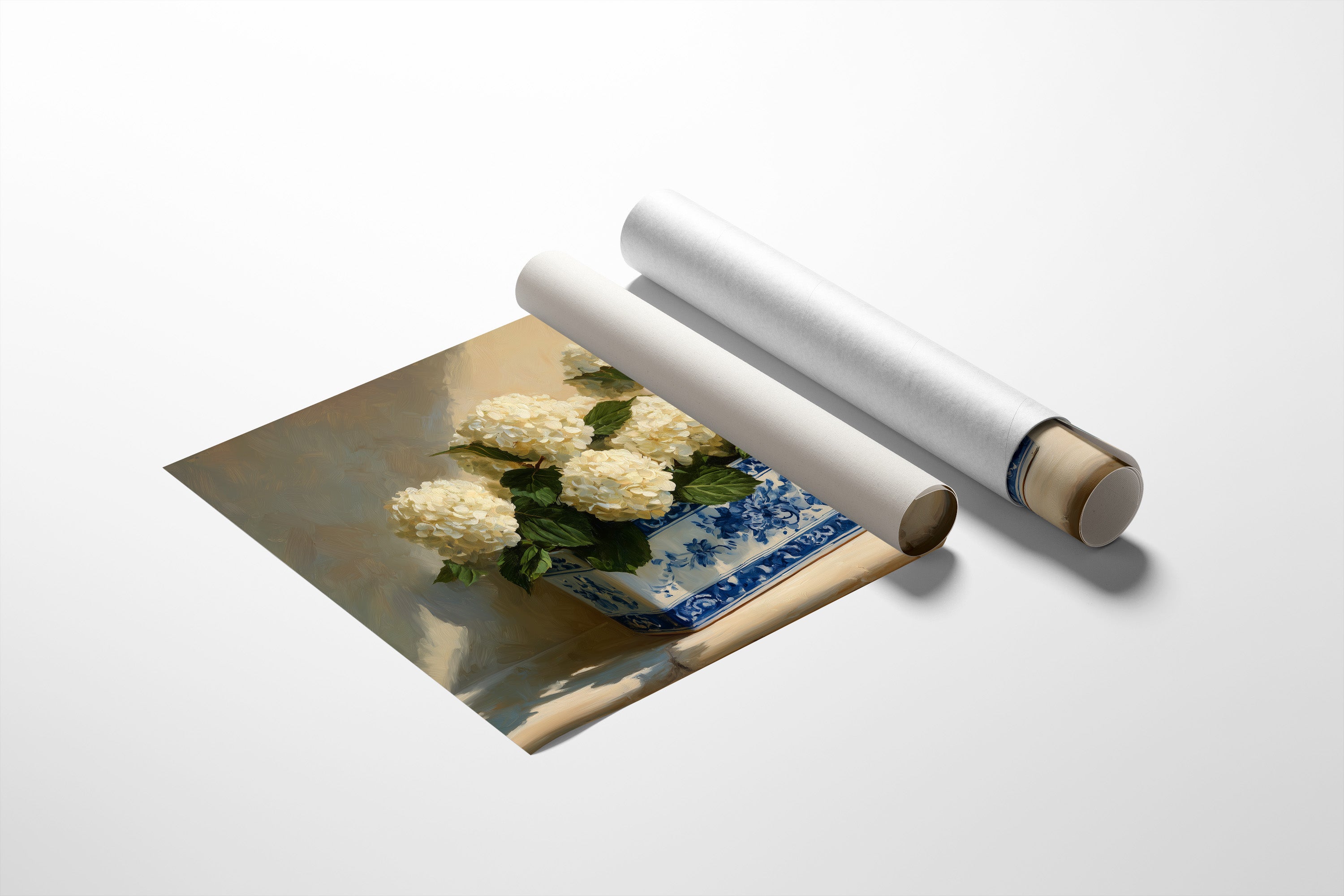 White Blooms in Blue Porcelain