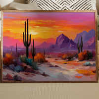Saguaros Dance In Twilight Fire