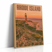 Red Lighthouse Cliffside Sunset
