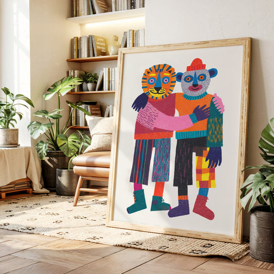Embrace of Colorful Companionship