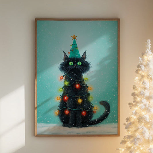 Black Cat Becomes Christmas Magic