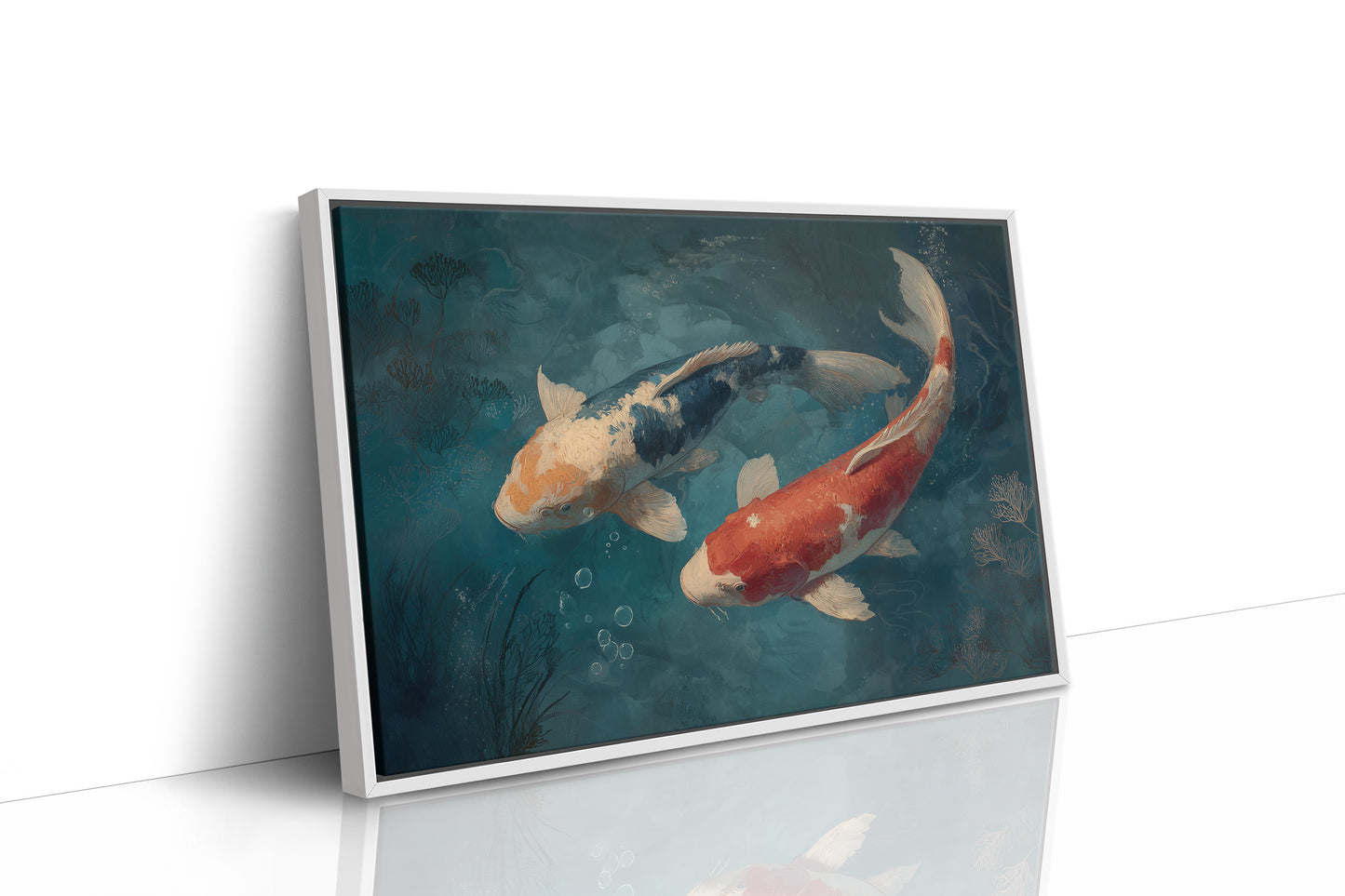 Koi Circle Through Teal Depths