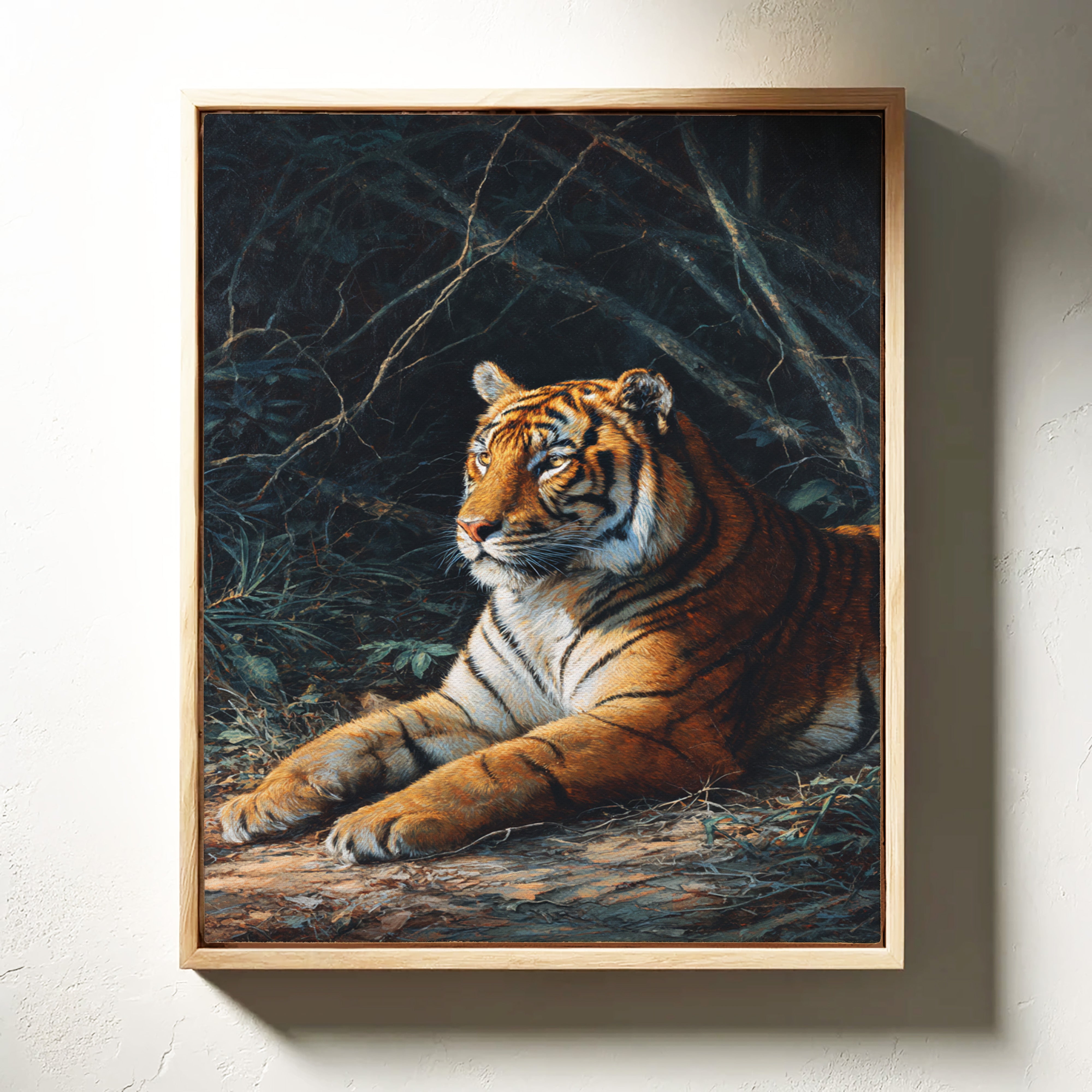 Regal Tiger Against Midnight Marble