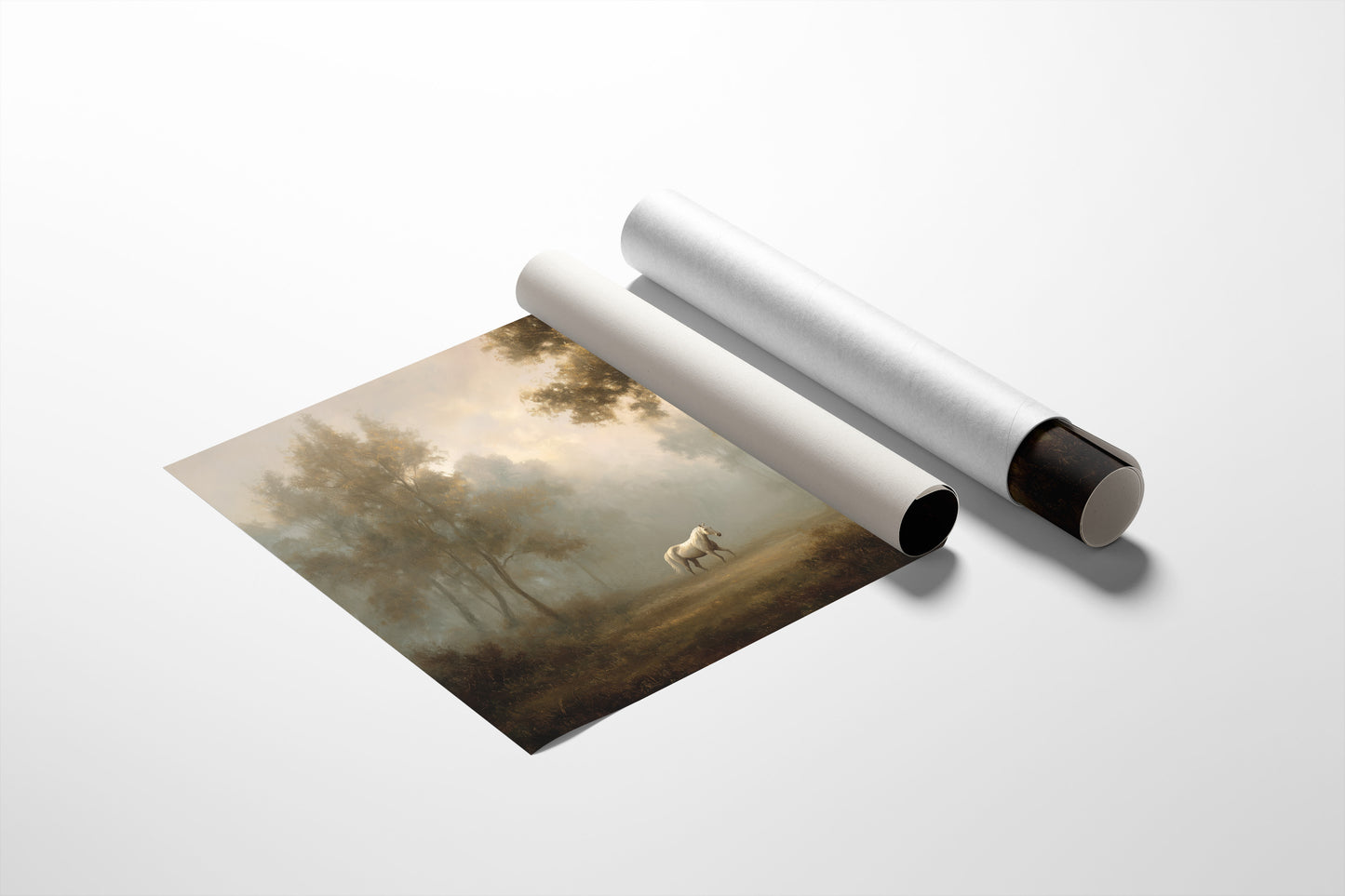 Lone Horse Among Misty Trees