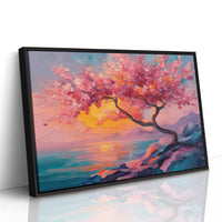 Cherry Blossoms Paint The Ocean Sunset