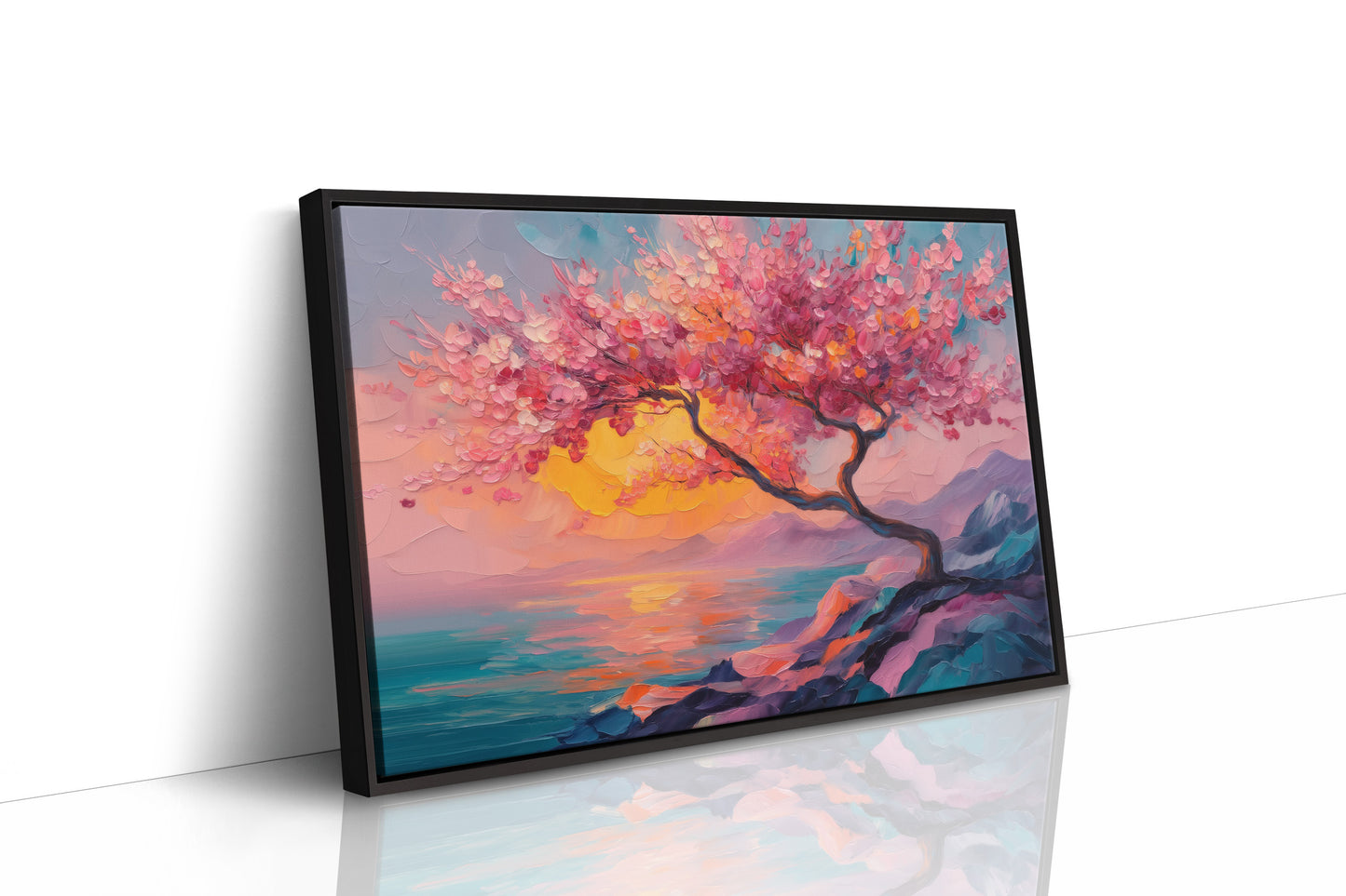Cherry Blossoms Paint The Ocean Sunset