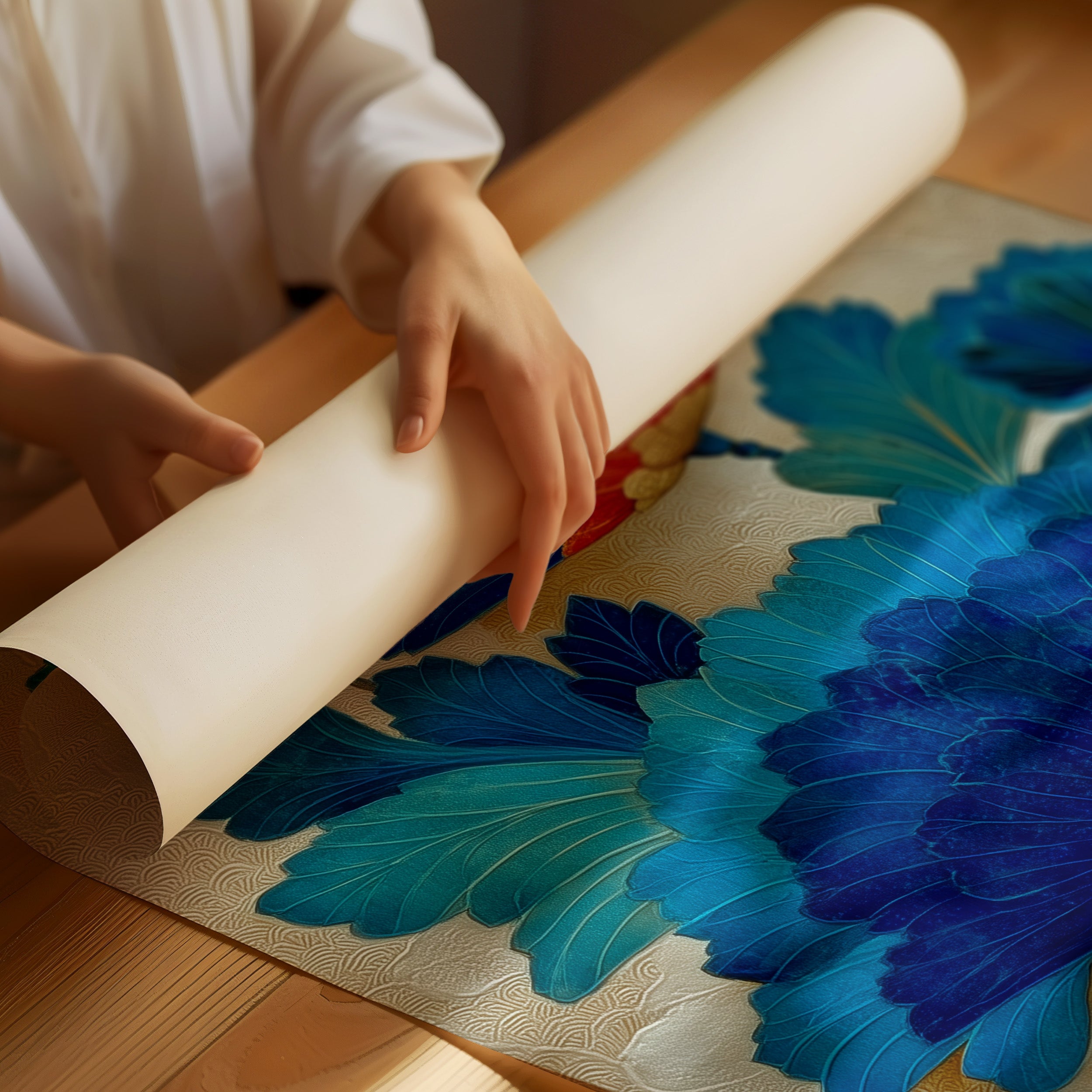 Azure Petals Dance In Golden Light