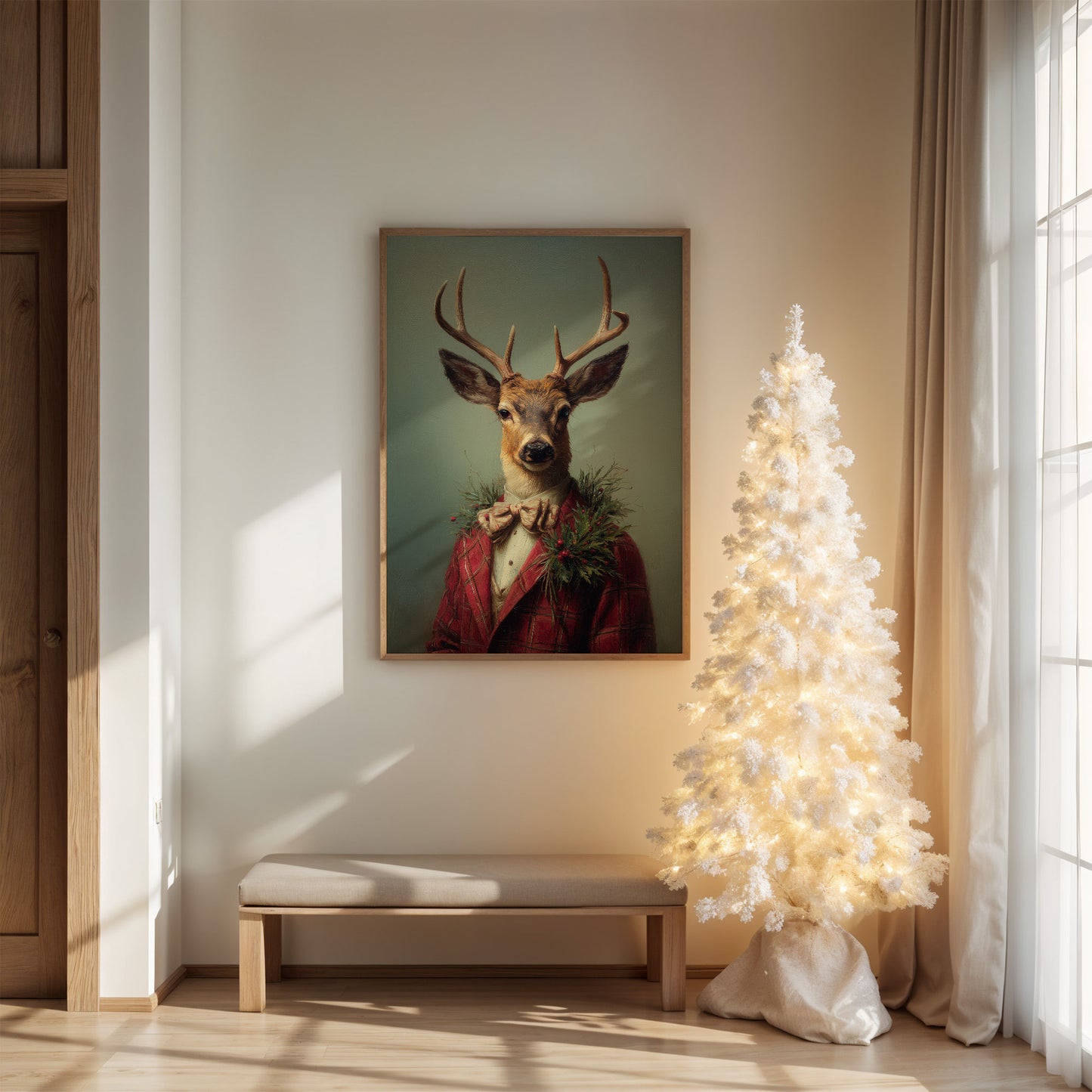 Festive Stag Adjusts His Bow