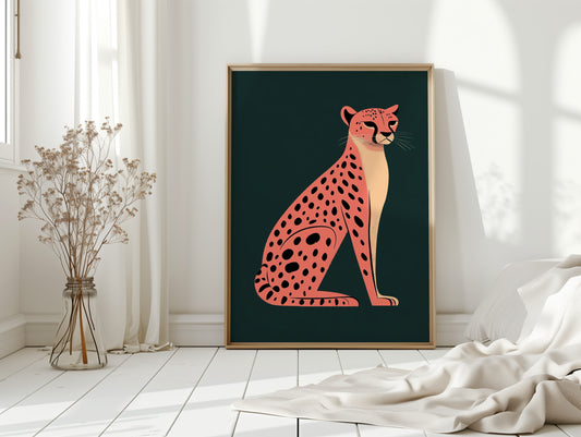 Pop Art Cheetah in Coral