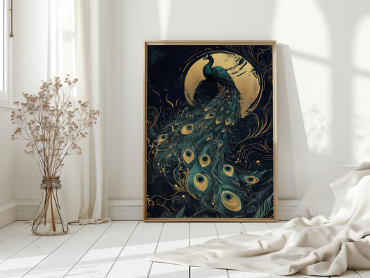 Moonlit Majesty in Gilded Plumes