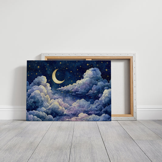 Crescent Moon Above the Clouds