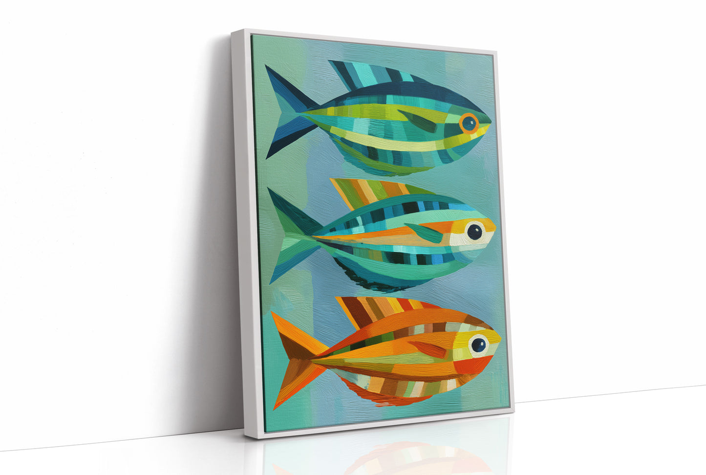 Geometric Trio Glides Through Aqua Depths