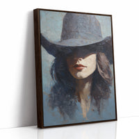 Crimson Lips Under Shadowed Brim