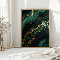 Gilded Cells in Deep Emerald Flow