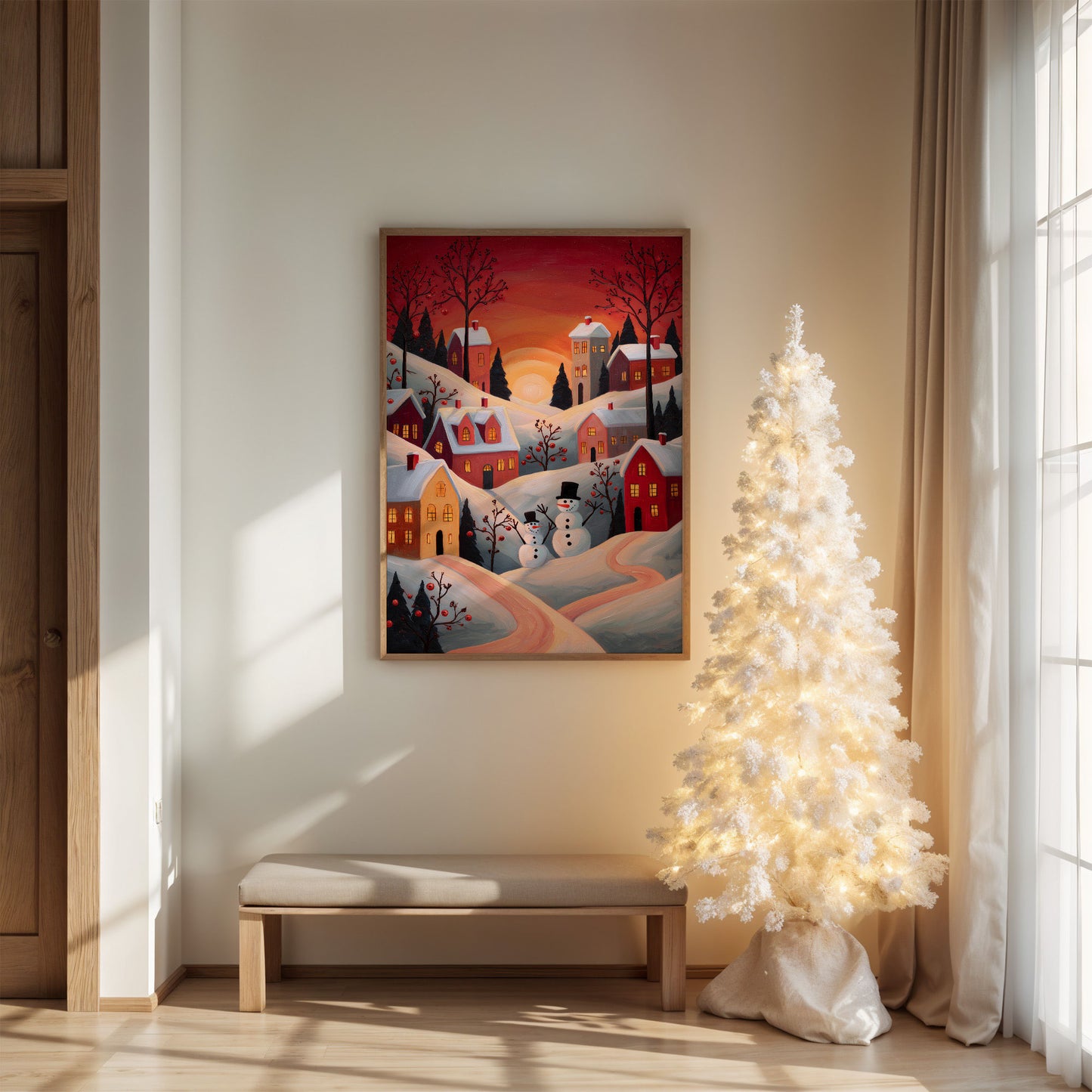 Winter Village Glows At Sunset