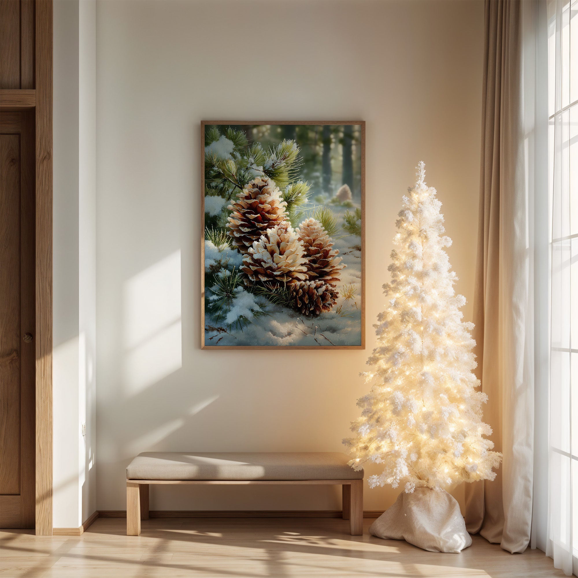 Snow Dusted Pinecones Tell December Tales
