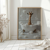 Giraffe in a Bathtub of Bubbles