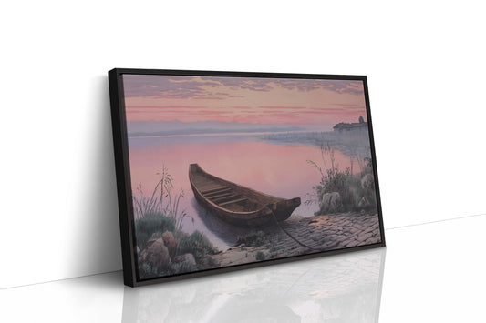 Lakeside Boat Awaits Dawn's Promise