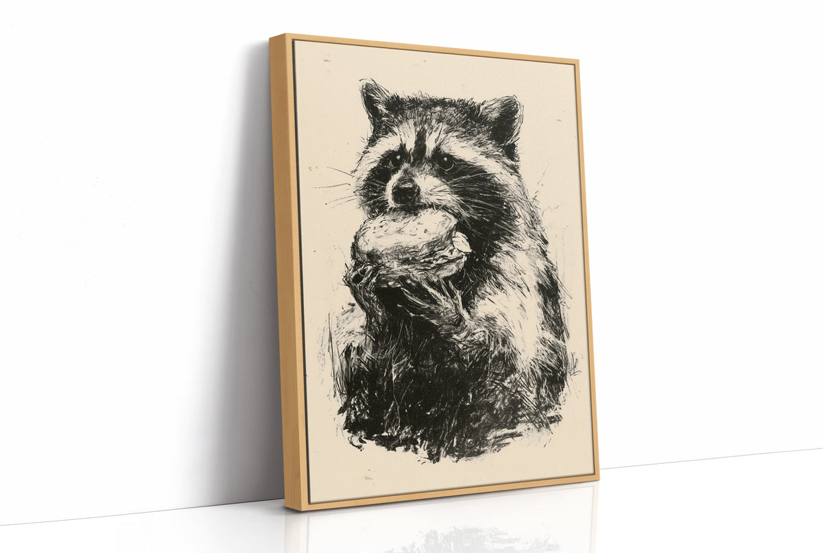 Raccoon With Stolen Snack
