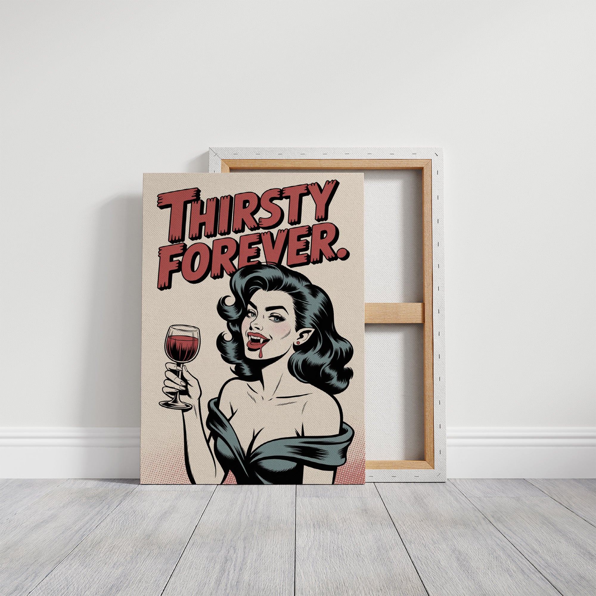 Vintage Vamp Sips Red Wine