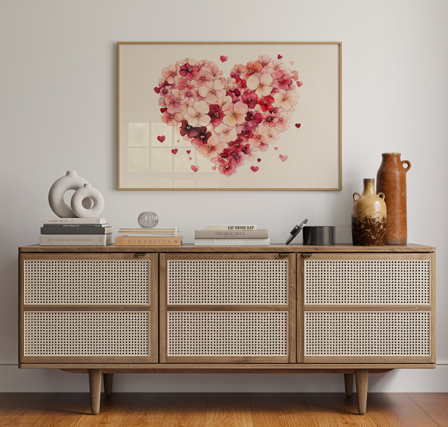 Love Blooms In Watercolor Hearts