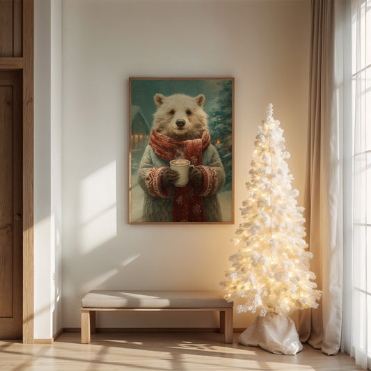 Winter Bear Savors Cozy Cocoa Moments