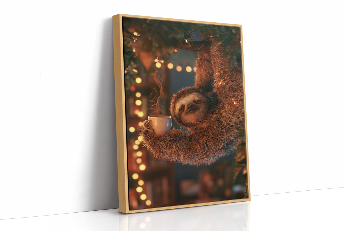 Sleepy Sloth Bokeh Coffee