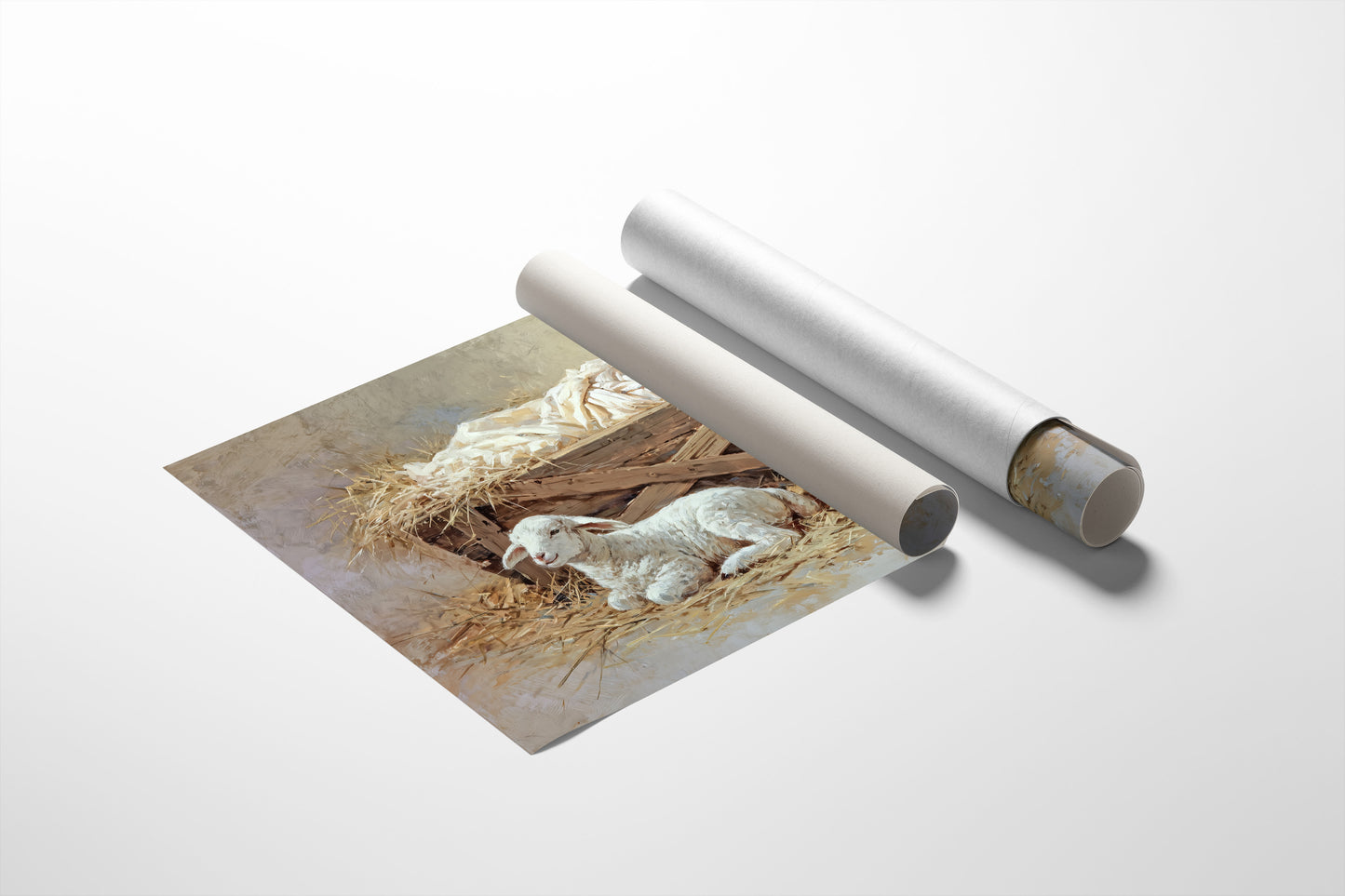 Gentle Lamb Guards Winter's Peace