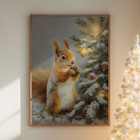 Winter Squirrel Finds Pine Cone Magic