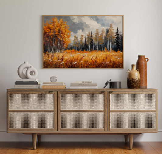 Autumn Meadow Sings Through Birch Lines