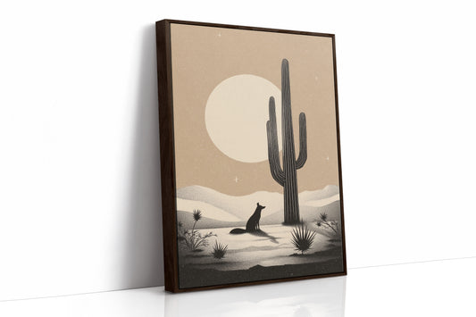 Coyote Waits Under Desert Moon
