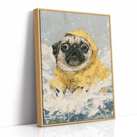 Pug Yellow Raincoat Portrait