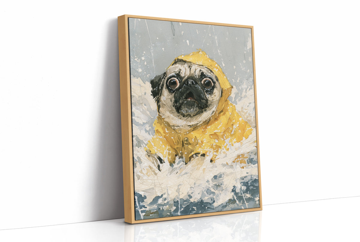 Pug Yellow Raincoat Portrait