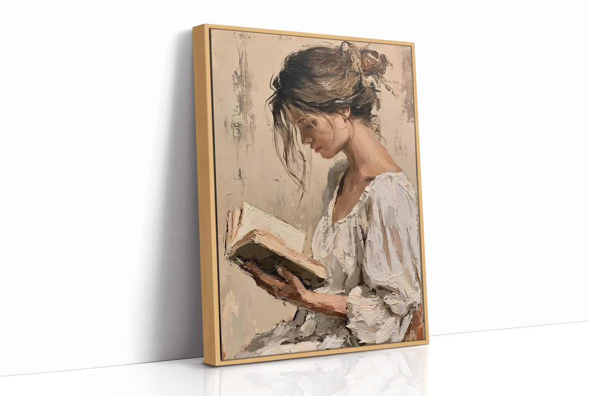 Woman Reading Impasto Portrait