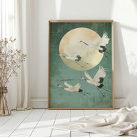 Moonrise Flight of the Cranes