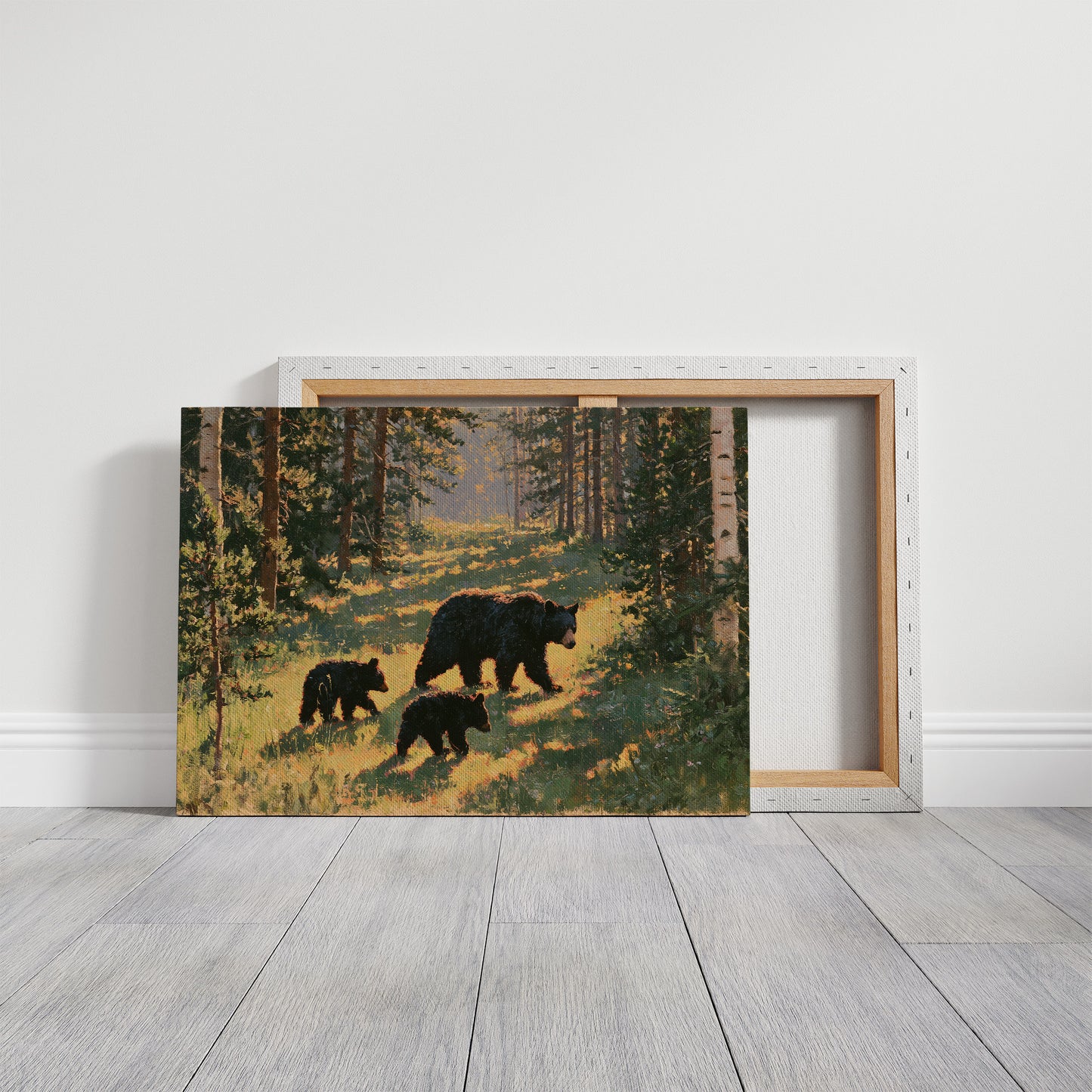 Black Bear Family, Dappled Trail