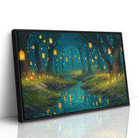 Lanterns Float Through Midnight Forest