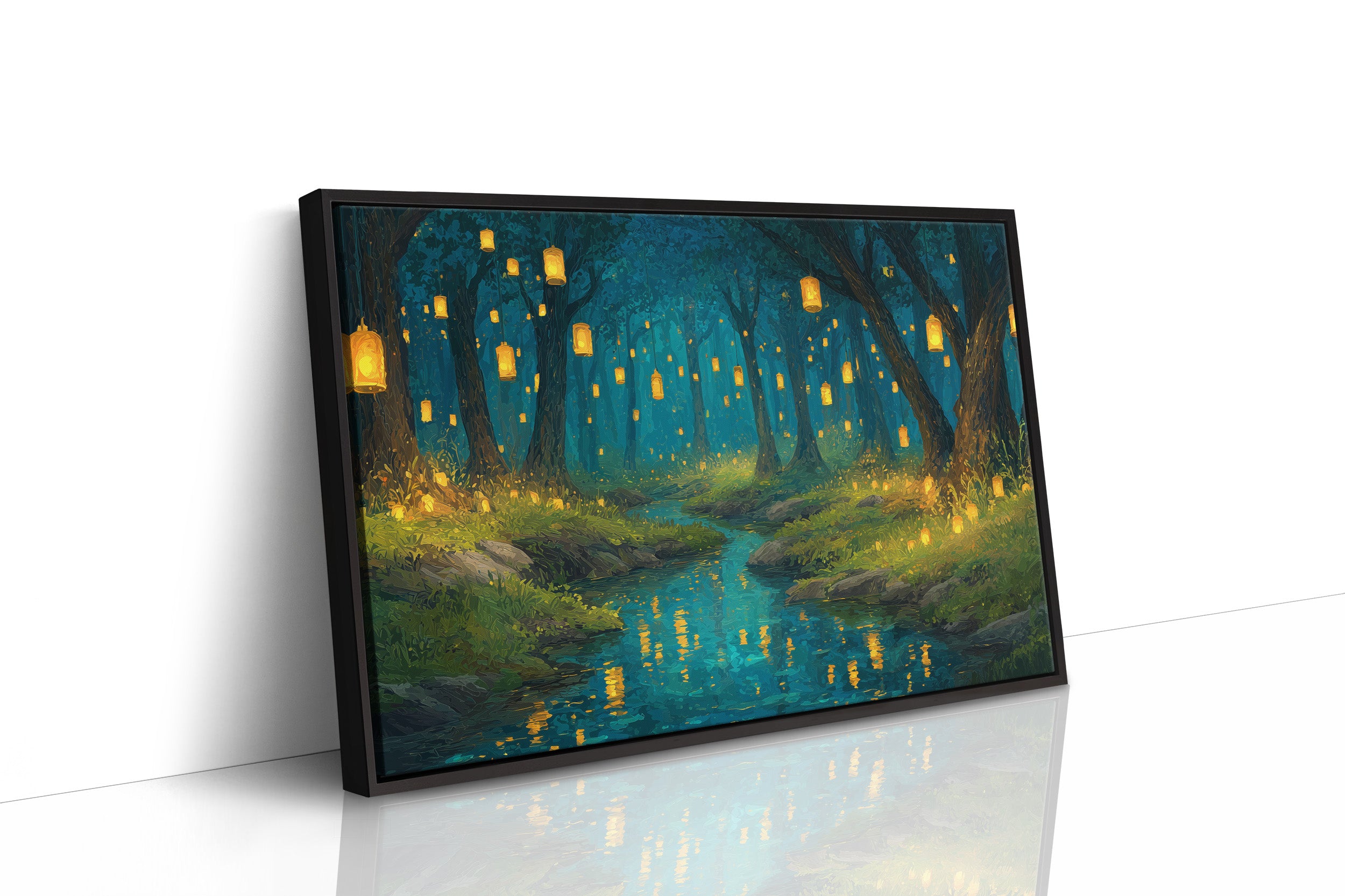 Lanterns Float Through Midnight Forest