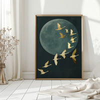 Golden Flight Beneath a Silent Moon