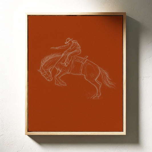 Minimalist Bronco Rider Sketch