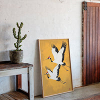 Japanese Red-Crowned Cranes – Elegant Minimalist Wall Art