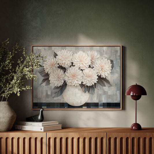 Blush Dahlias In Woven Light