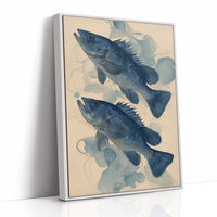 Indigo Swimmers Through Watercolor Currents