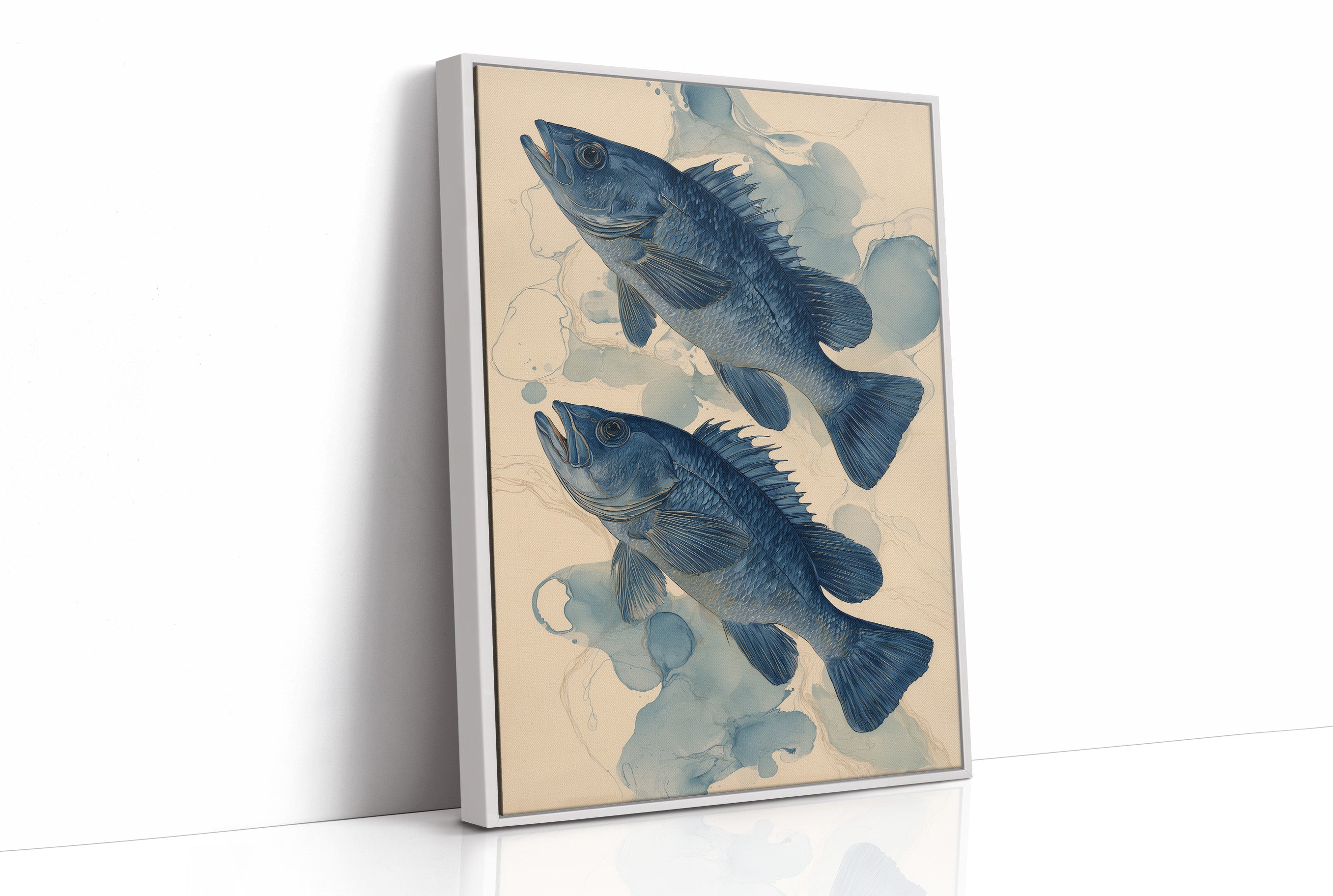Indigo Swimmers Through Watercolor Currents