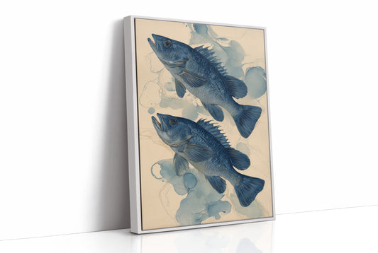 Indigo Swimmers Through Watercolor Currents