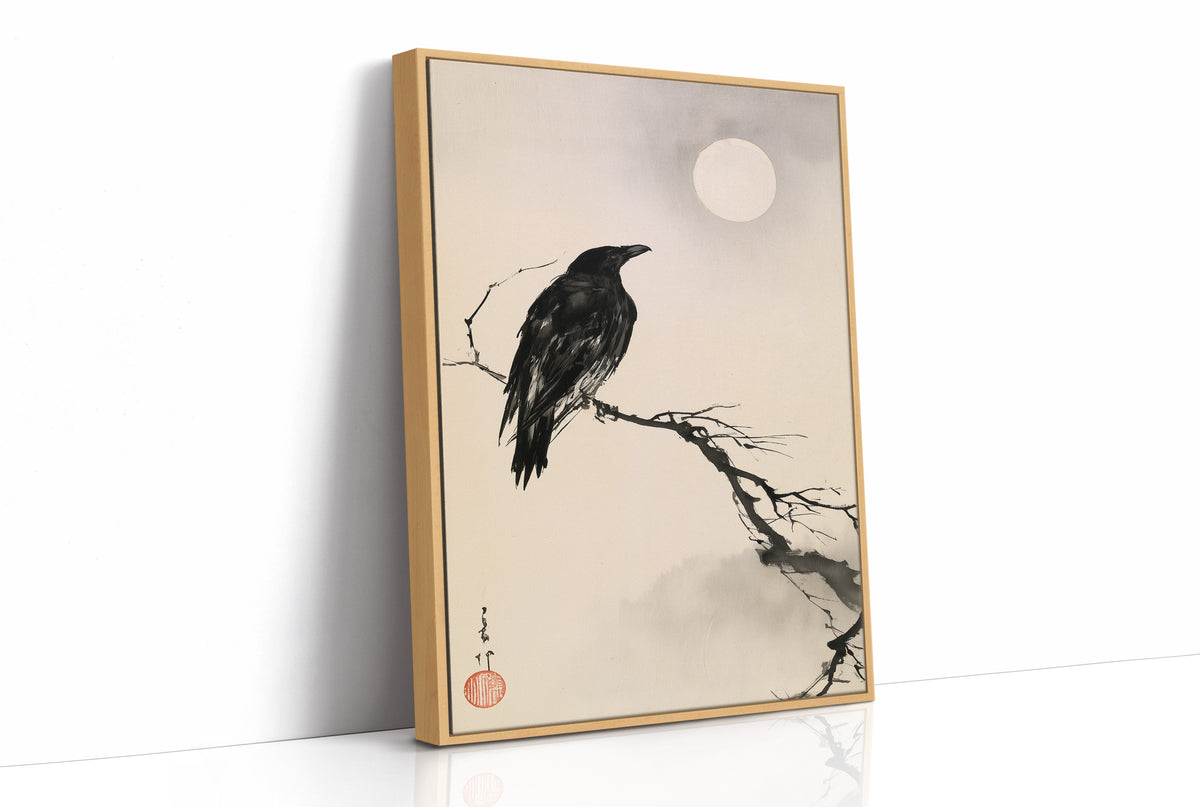 Raven Moonlit Branch Sumi-e