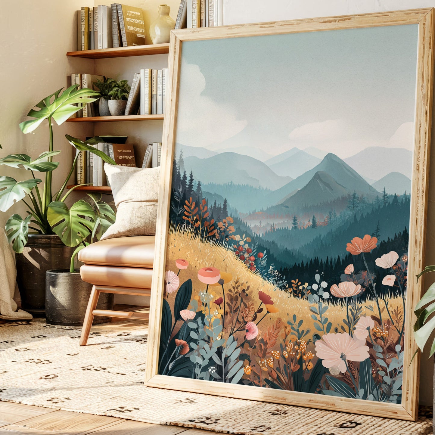 Fields of Color Beneath Mountains