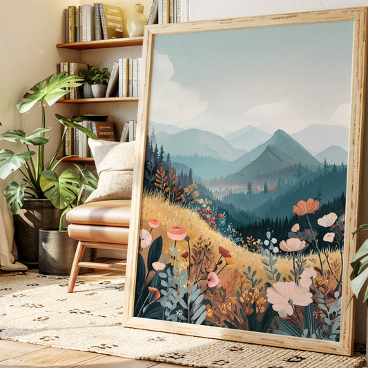 Fields of Color Beneath Mountains